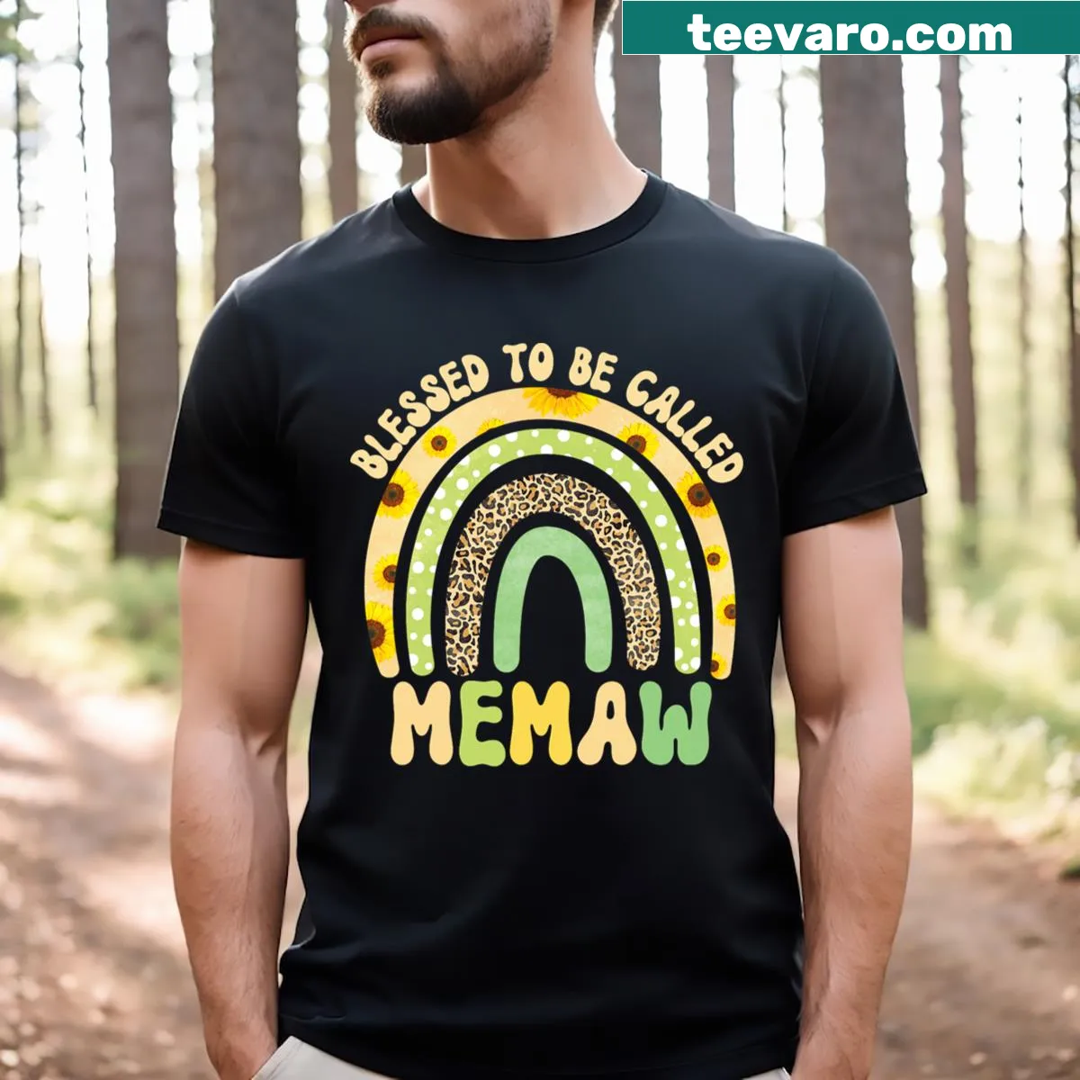 Sunflower design t-shirt celebrating the dual role of mom and memaw — on a men's t-shirt