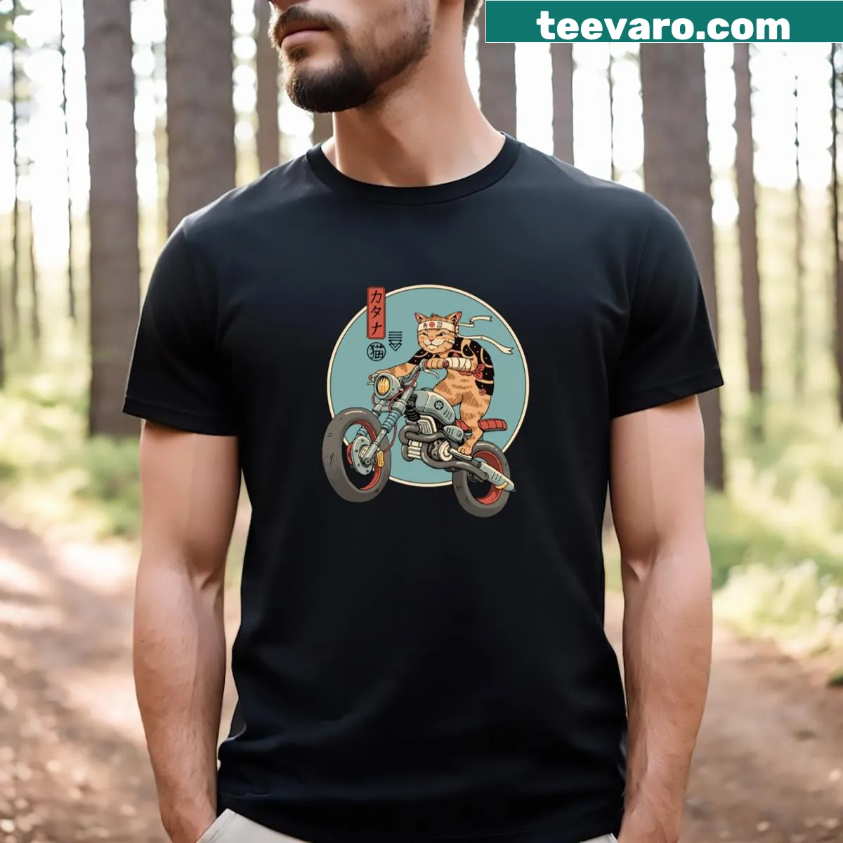 Humorous motorcycle graphic with a playful design. — on a men's t-shirt