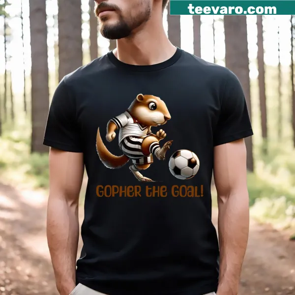 Cute gopher playing soccer graphic on a t-shirt