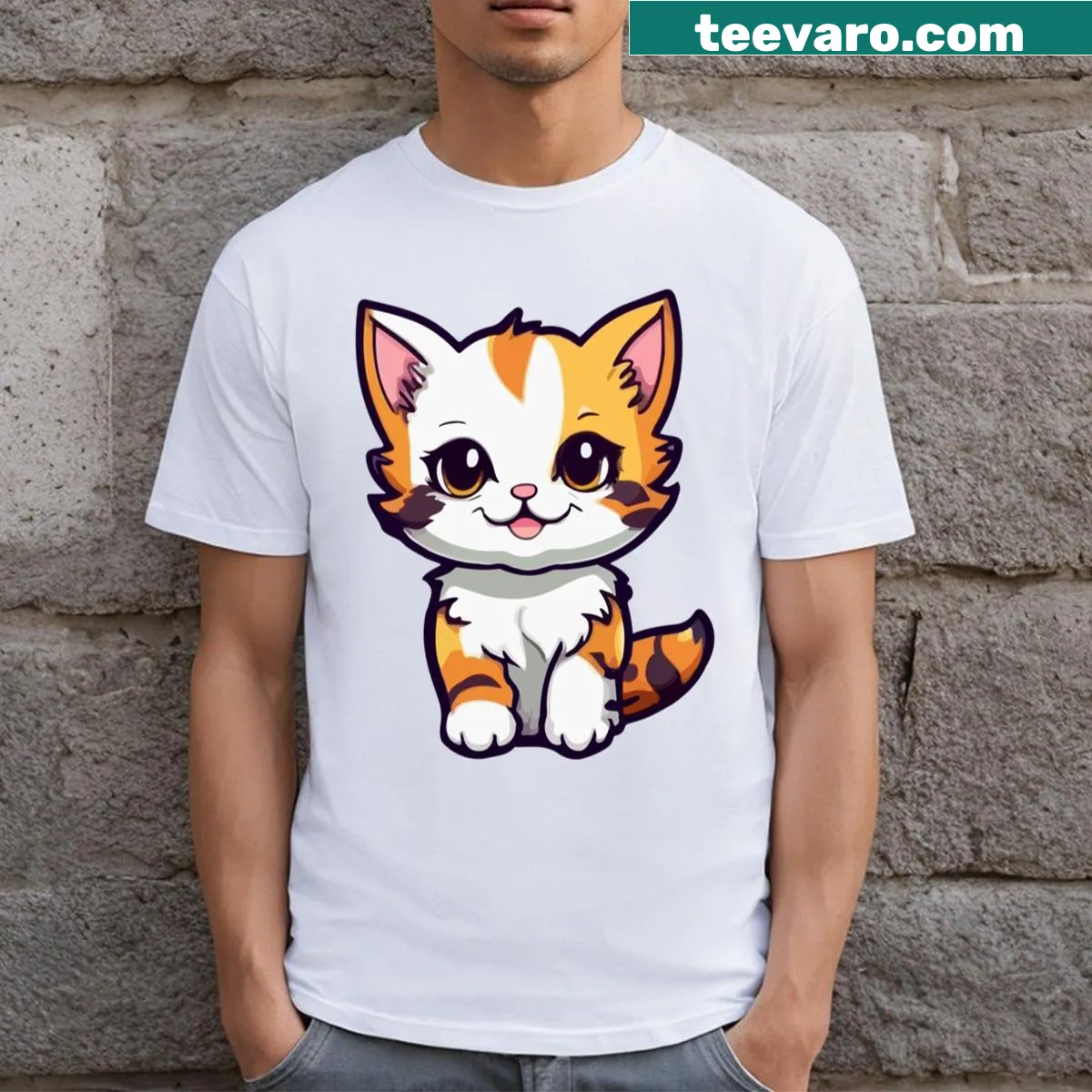 Adorable kitten graphic on a t-shirt — on a men's t-shirt