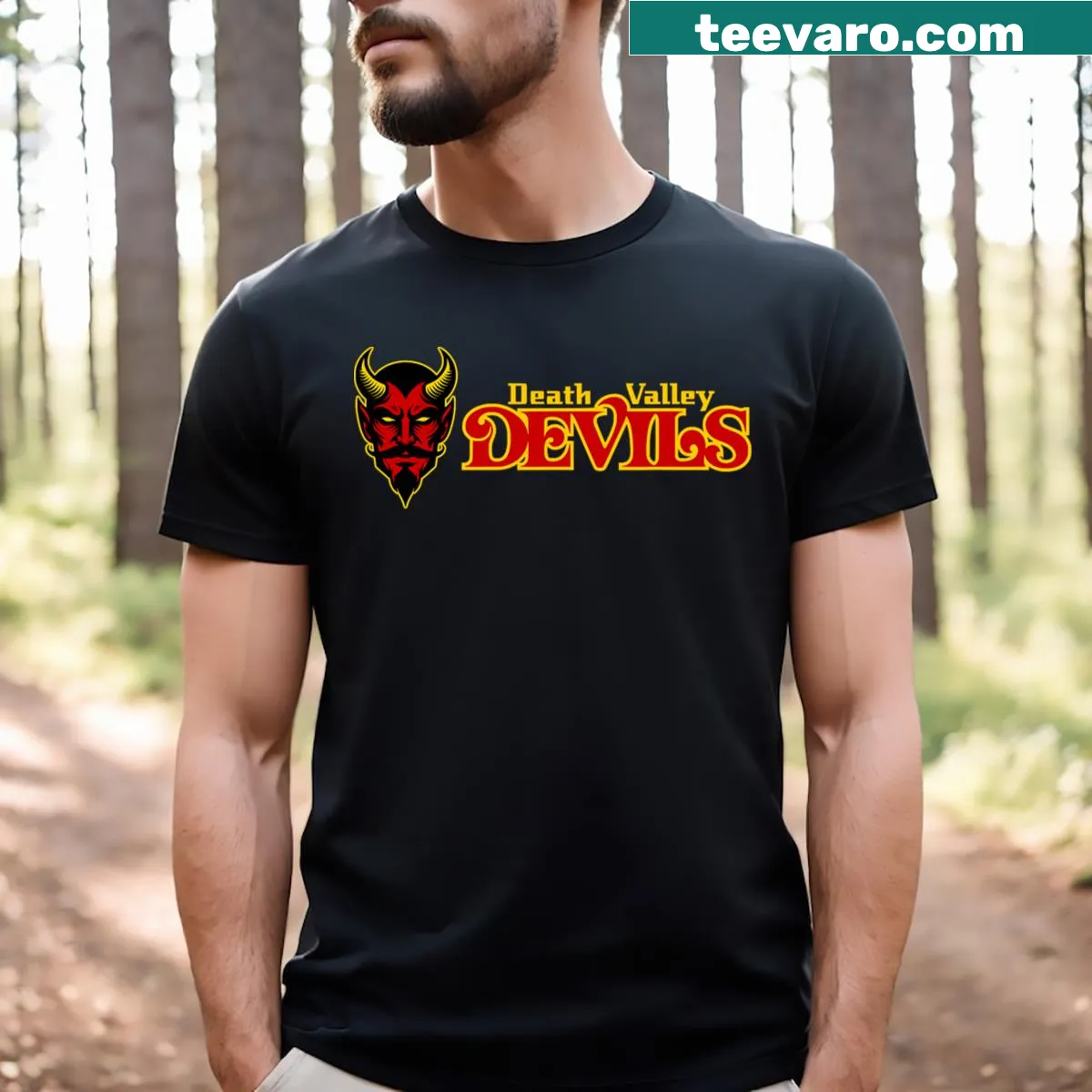 Official Death Valley Devils logo t-shirt — on a men's t-shirt