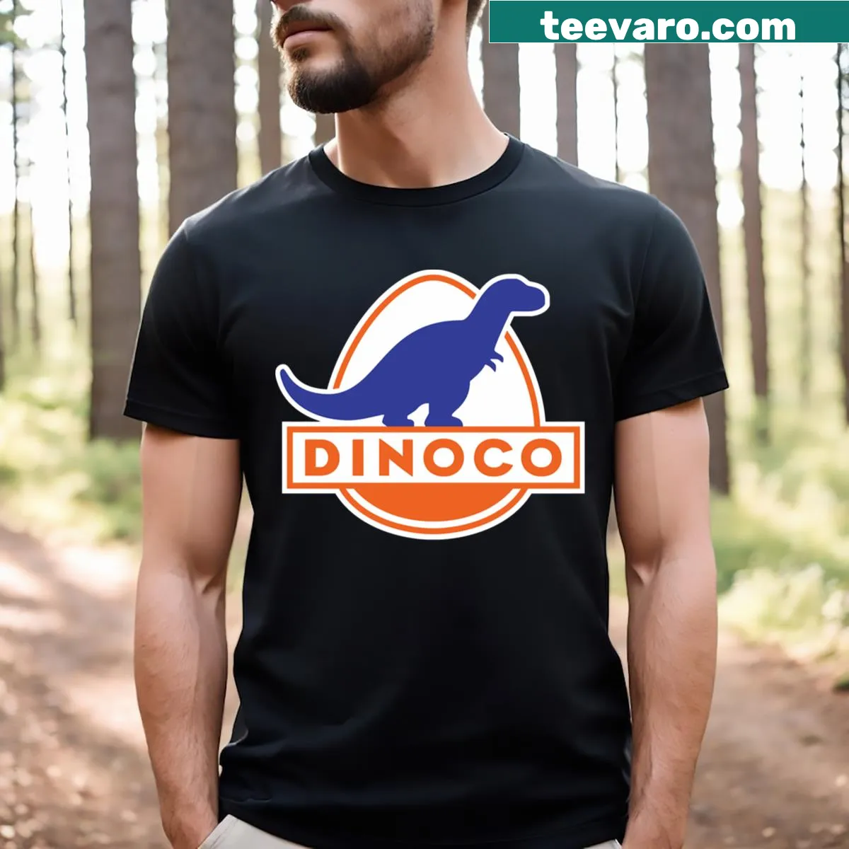 T-shirt featuring Dinoco Cars graphic — on a men's t-shirt