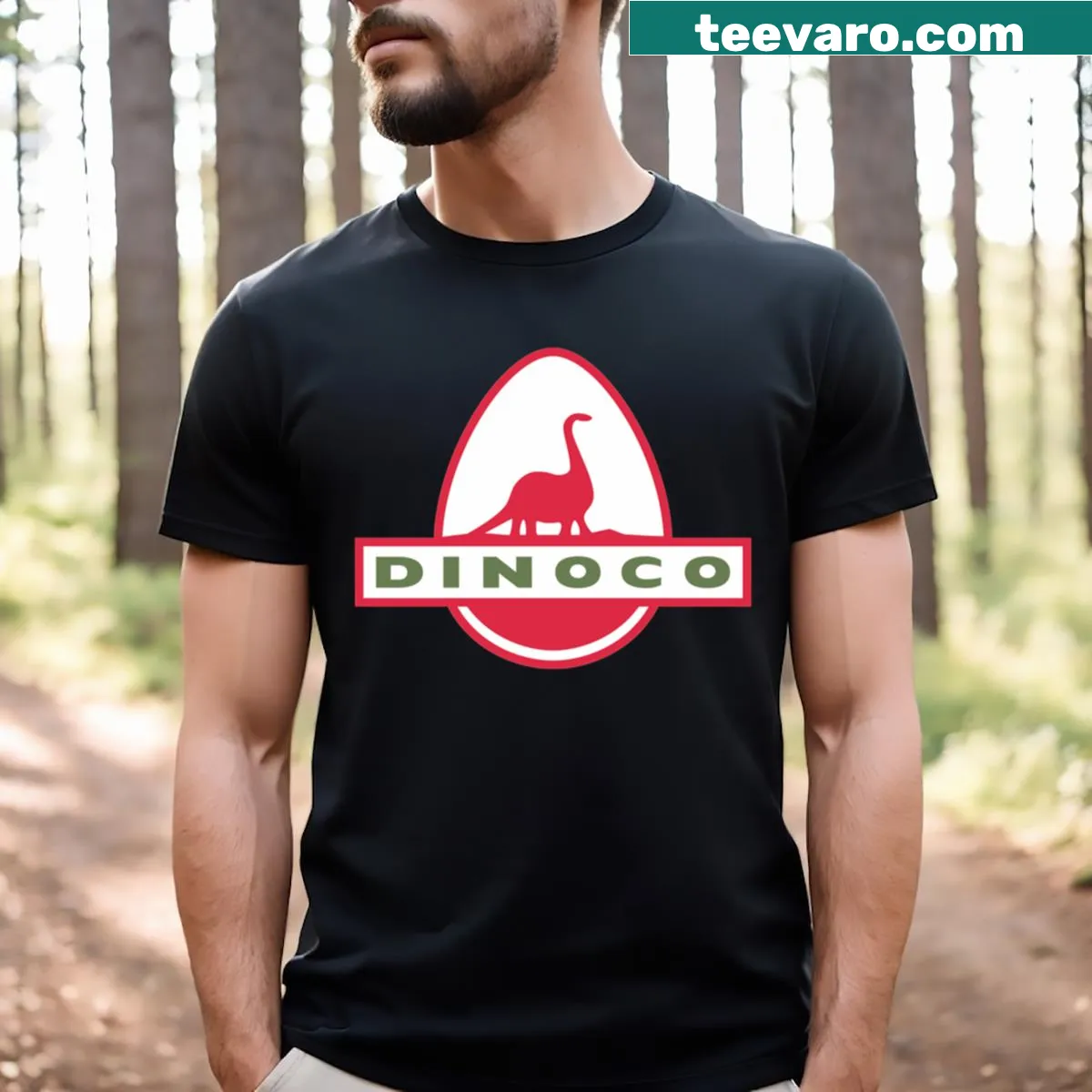 T-shirt featuring Dinoco graphic from Toy Story — on a men's t-shirt