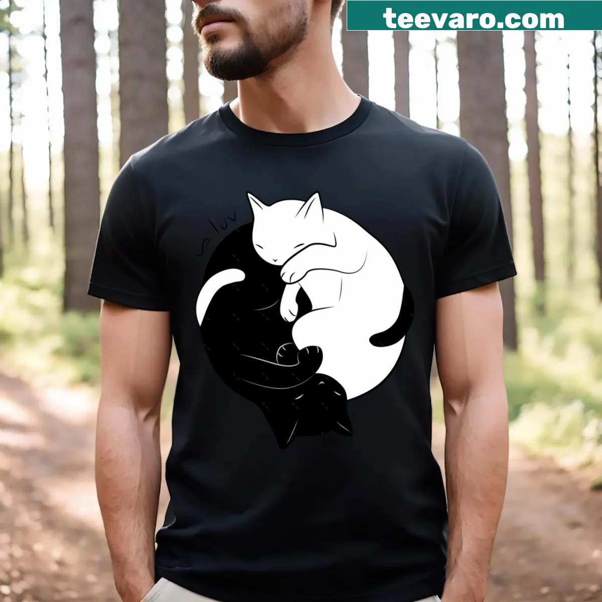 Typography design expressing eternal love for cats — on a men's t-shirt