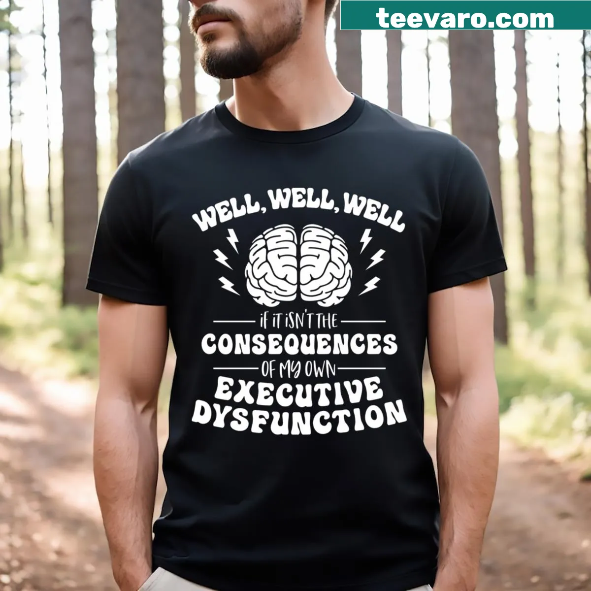 Text-based design on an ADHD and autism awareness t-shirt — on a men's t-shirt
