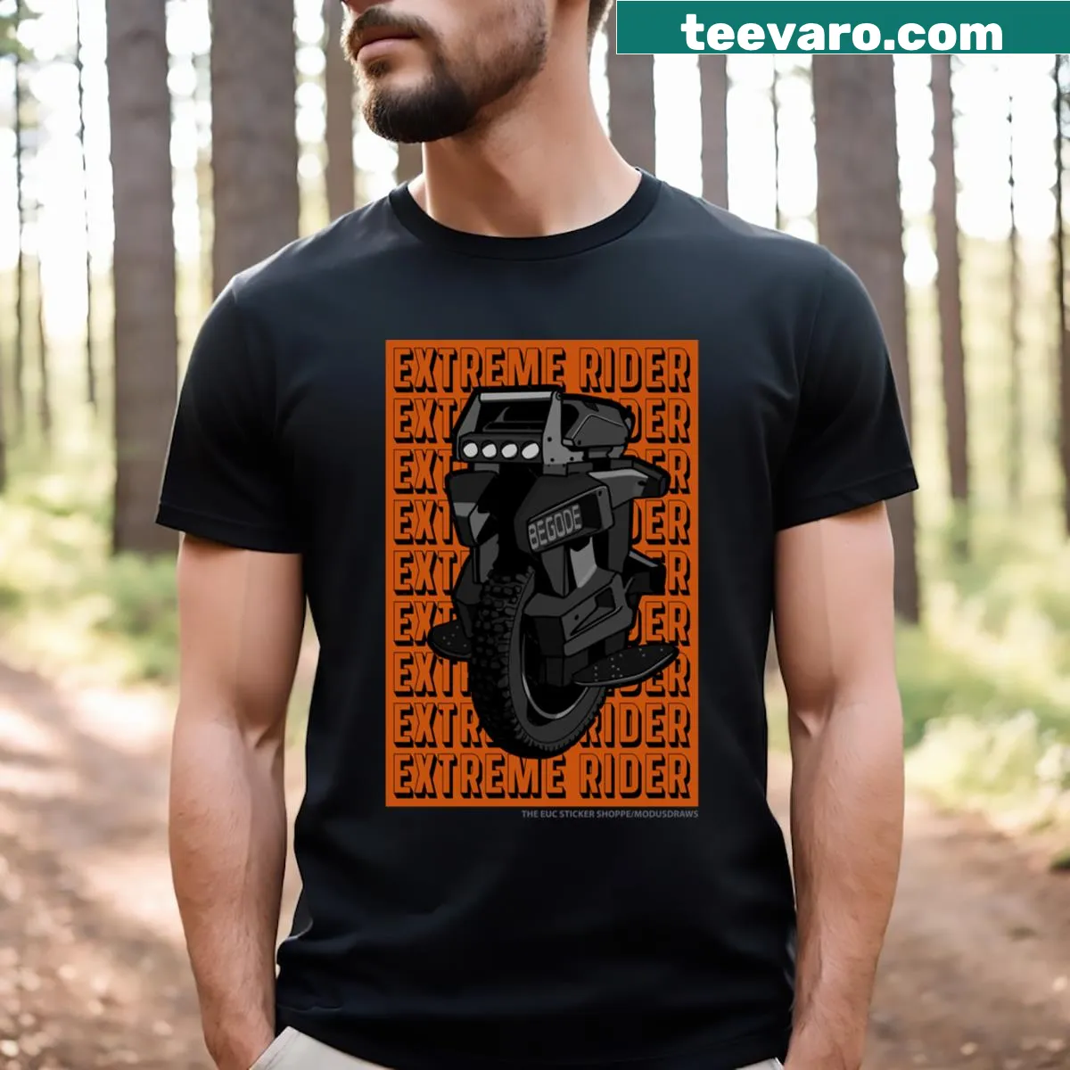 Bold typography design for extreme riders — on a men's t-shirt