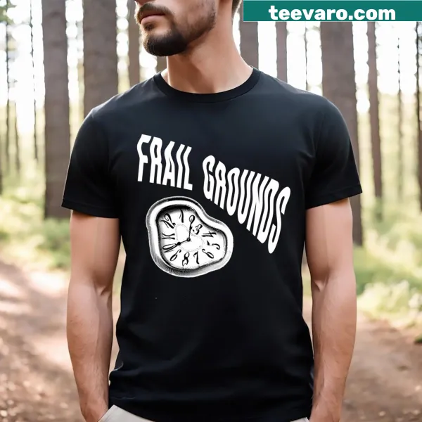 Surreal T-shirt with melted clock and abstract landscape design