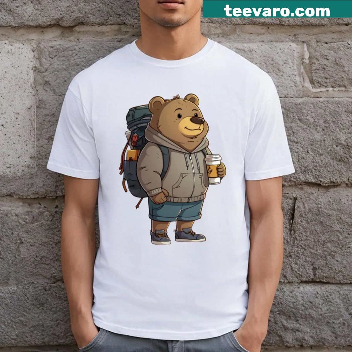 Graduation Bear t-shirt featuring a cute bear illustration — on a men's t-shirt