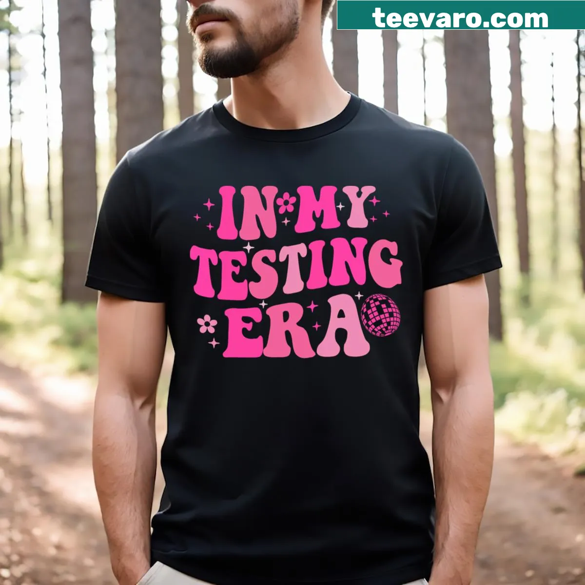 Motivational Teacher Testing Day T-shirt with fun typography — on a men's t-shirt