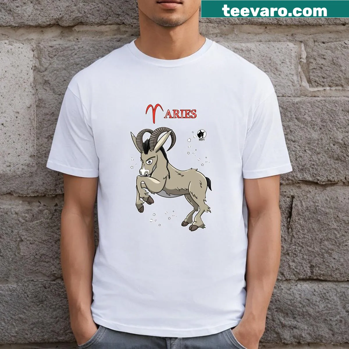 Aries zodiac illustration t-shirt from Helburro collection — on a men's t-shirt