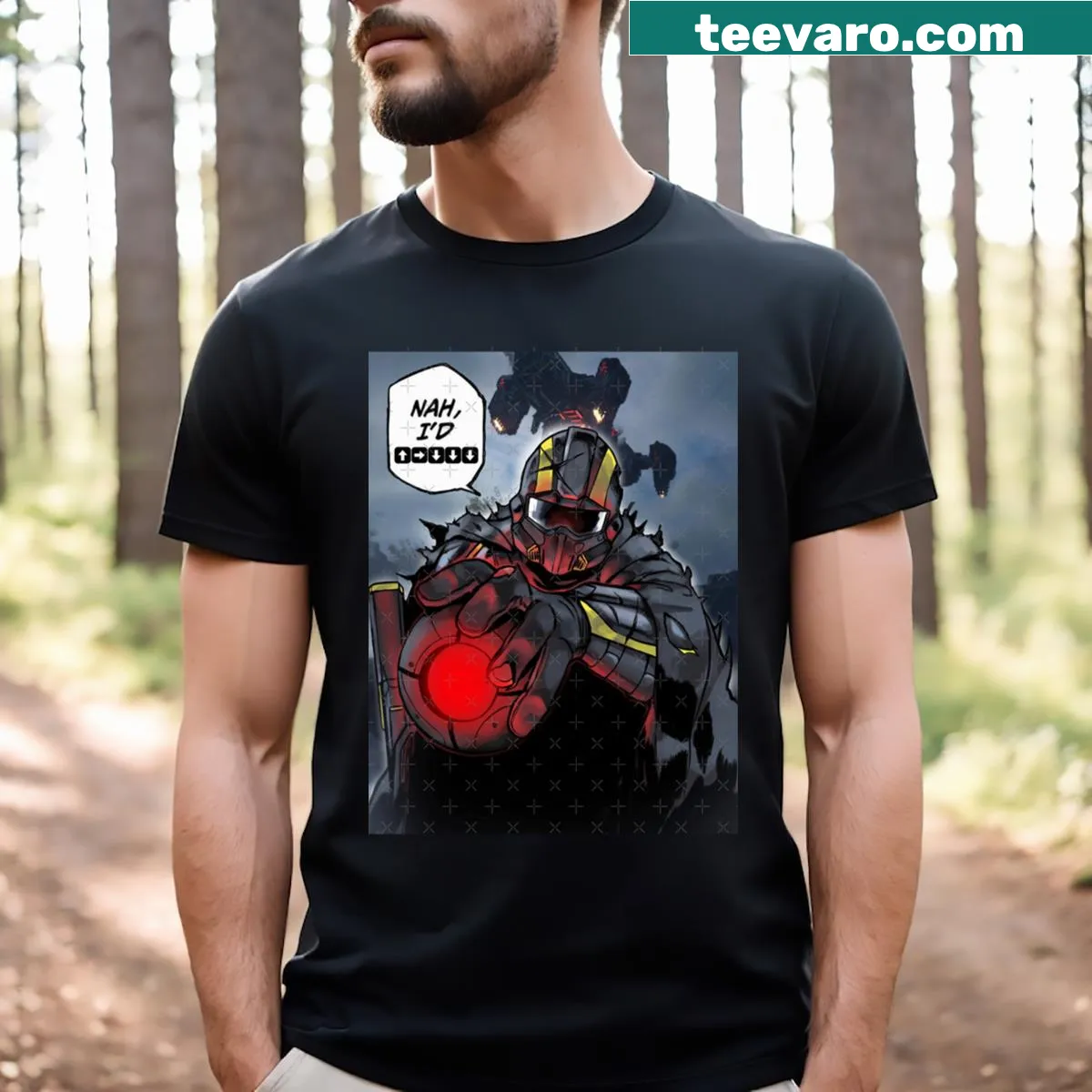 Minimalist design for Helldivers T-shirt with emblem — on a men's t-shirt