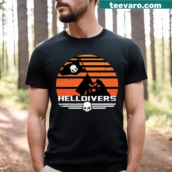 Bold graphic for Plant The Flag on Helldivers T-shirt