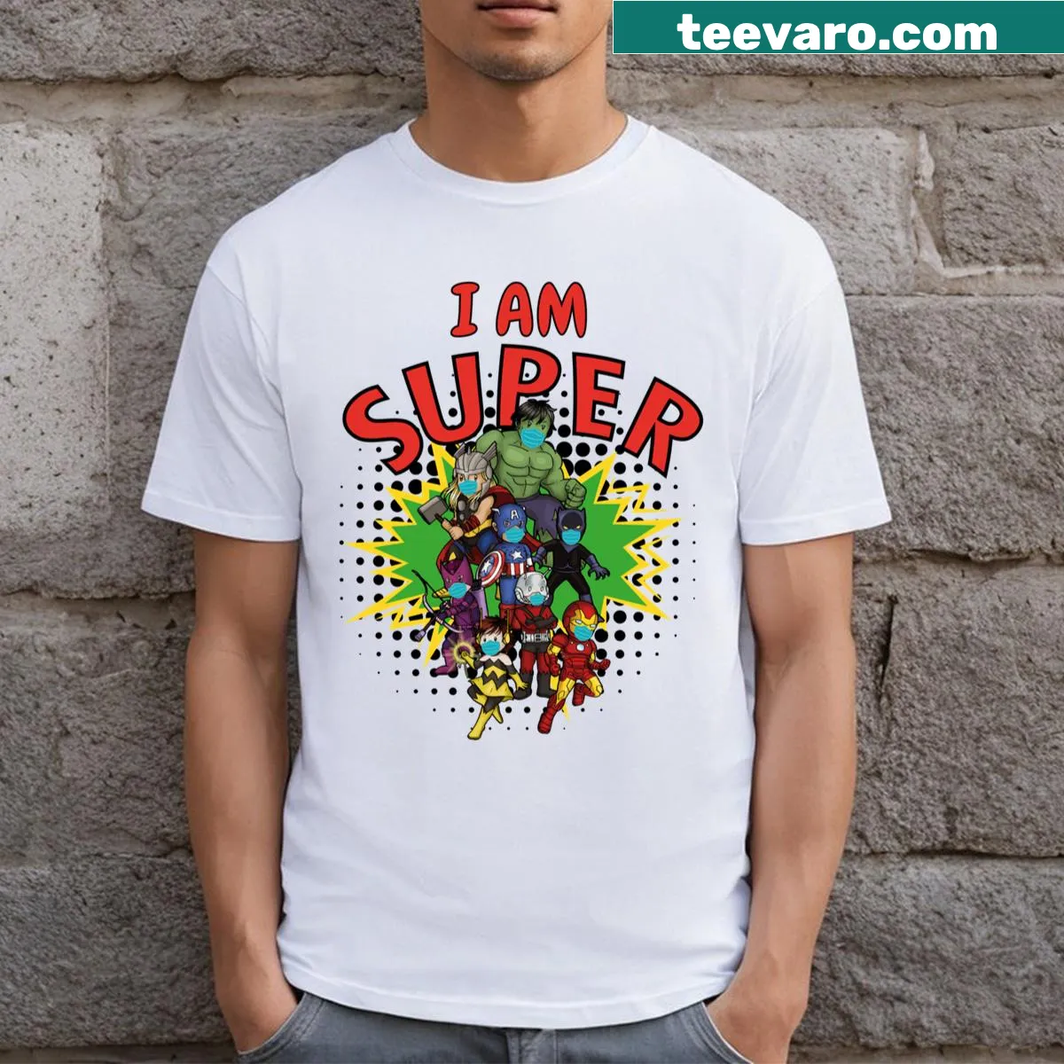 Humorous t-shirt with the phrase 'I Am Super In A Corona Situation' — on a men's t-shirt