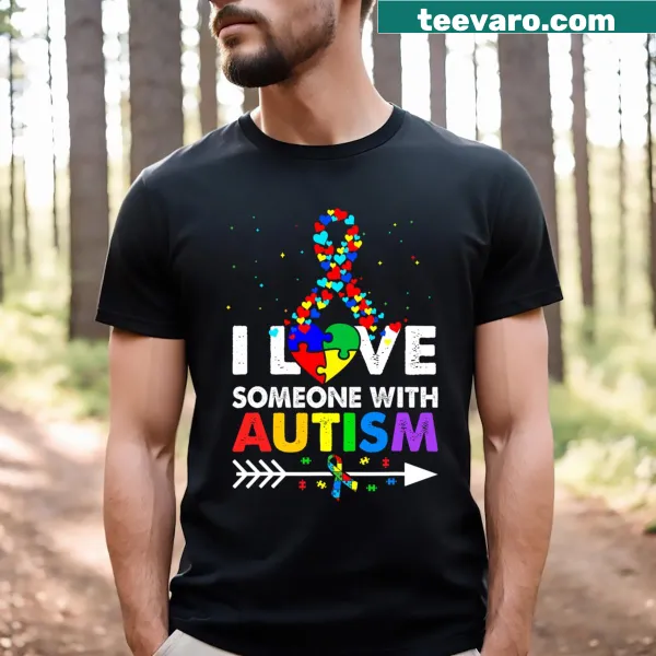 T-shirt featuring a ribbon design for Autism Awareness Month