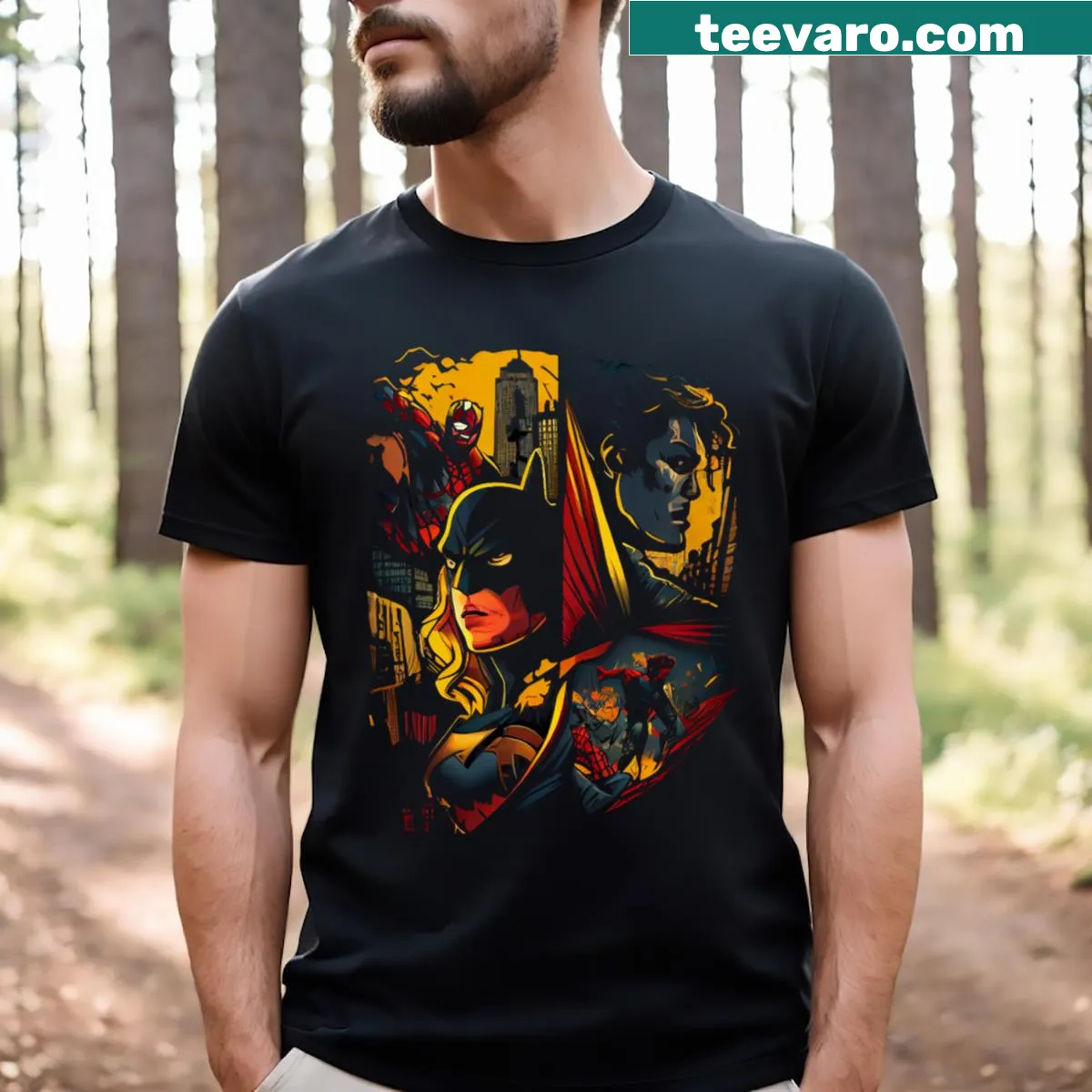 T-shirt featuring an iconic superhero design — on a men's t-shirt