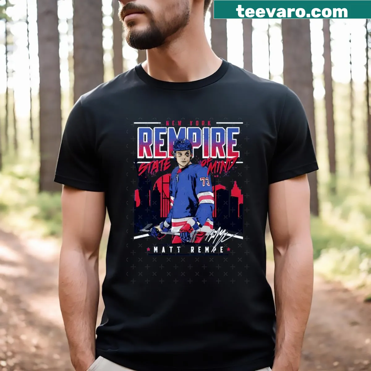 Emblem design representing Rempire brand on a T-shirt. — on a men's t-shirt
