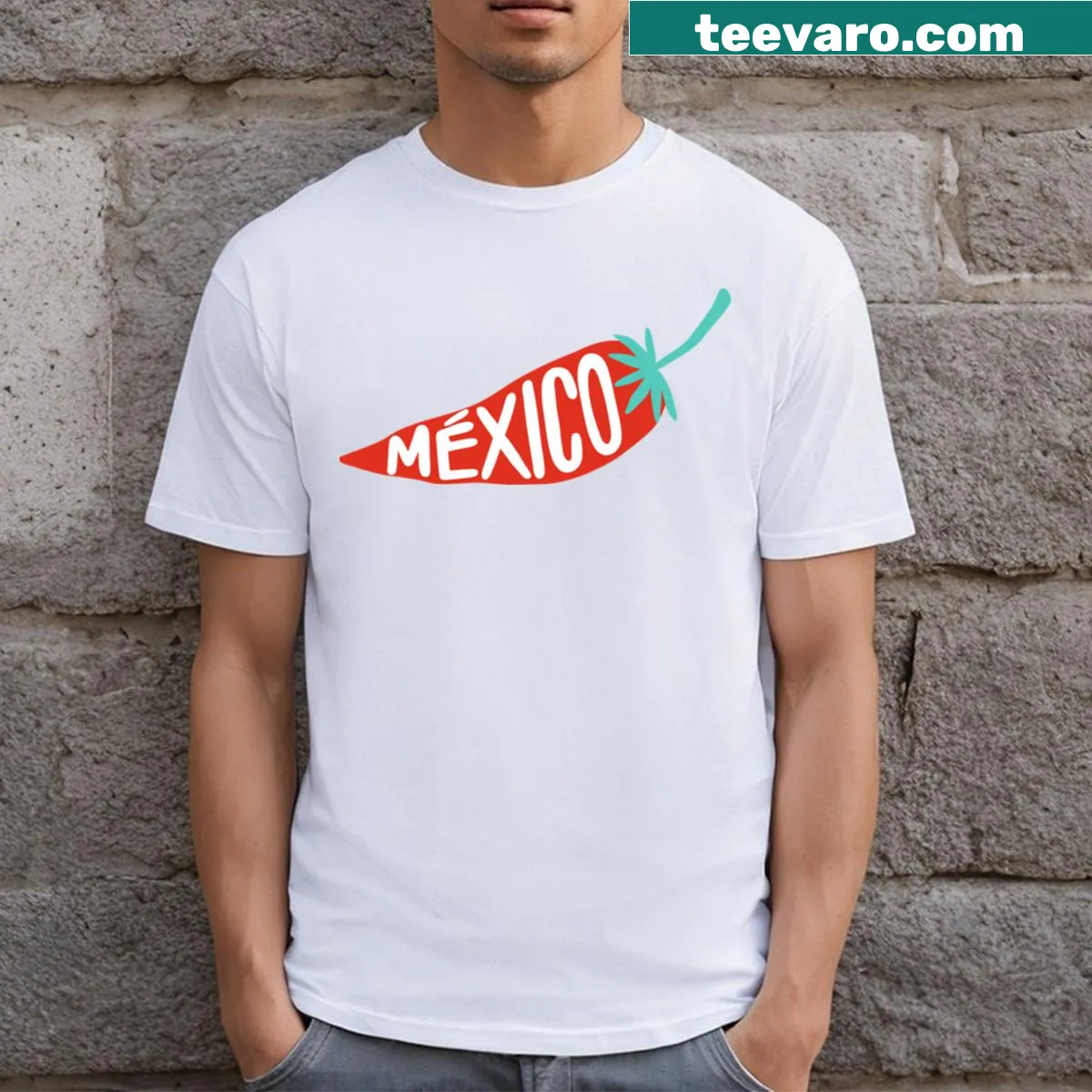 Hot pepper graphic design on Mexican food-themed t-shirt — on a men's t-shirt