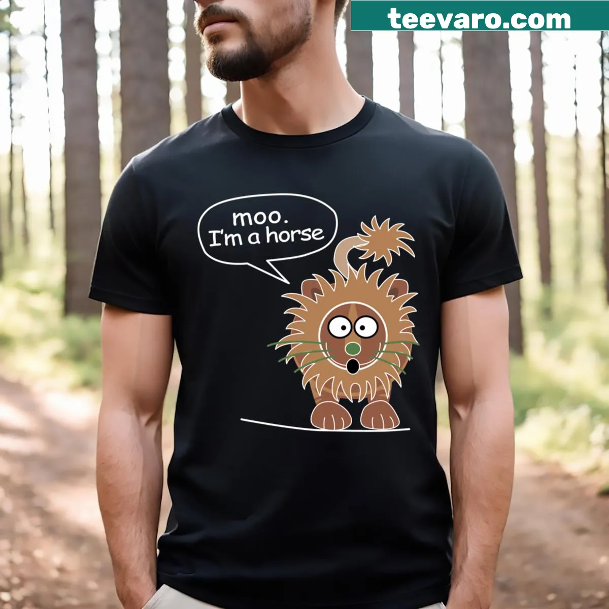 Humorous 'I'm A Horse' graphic t-shirt — on a men's t-shirt