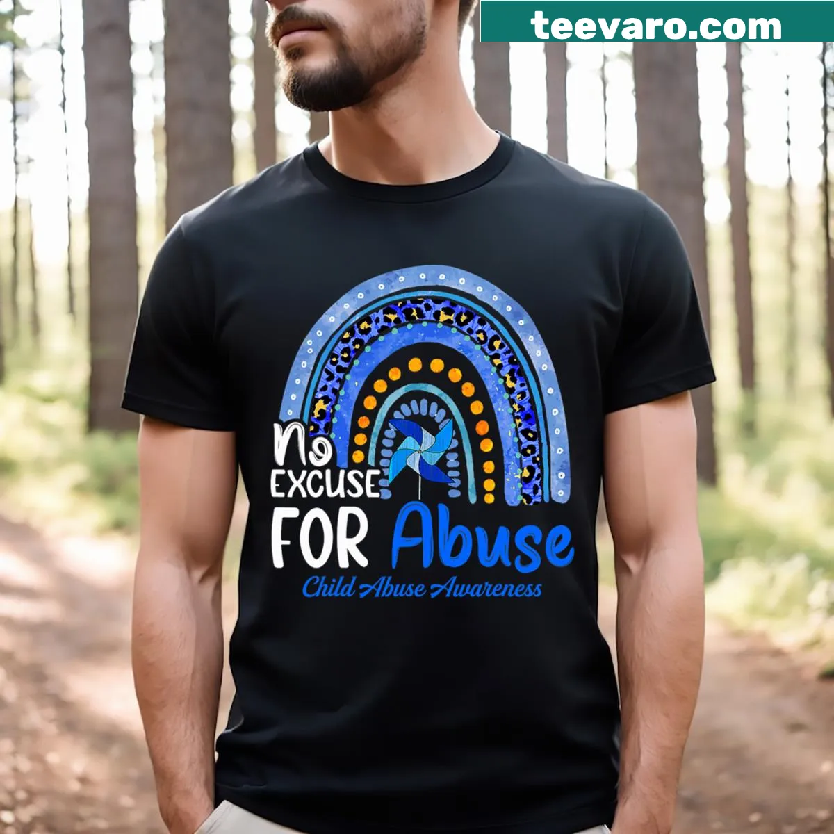 T-shirt promoting child abuse prevention awareness — on a men's t-shirt