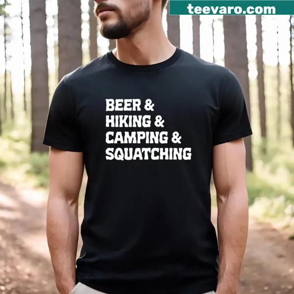 T-shirt featuring a list of PNW activities in playful typography
