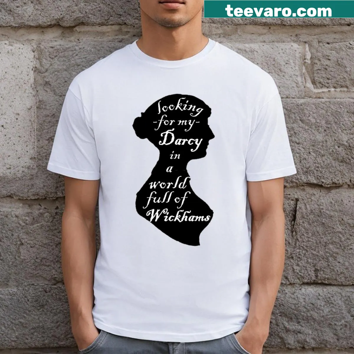 Pride And Prejudice t-shirt featuring a famous literary quote — on a men's t-shirt