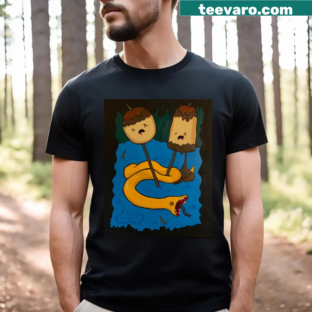 Princess Bubblegum illustration rocking out on a T-shirt — on a men's t-shirt