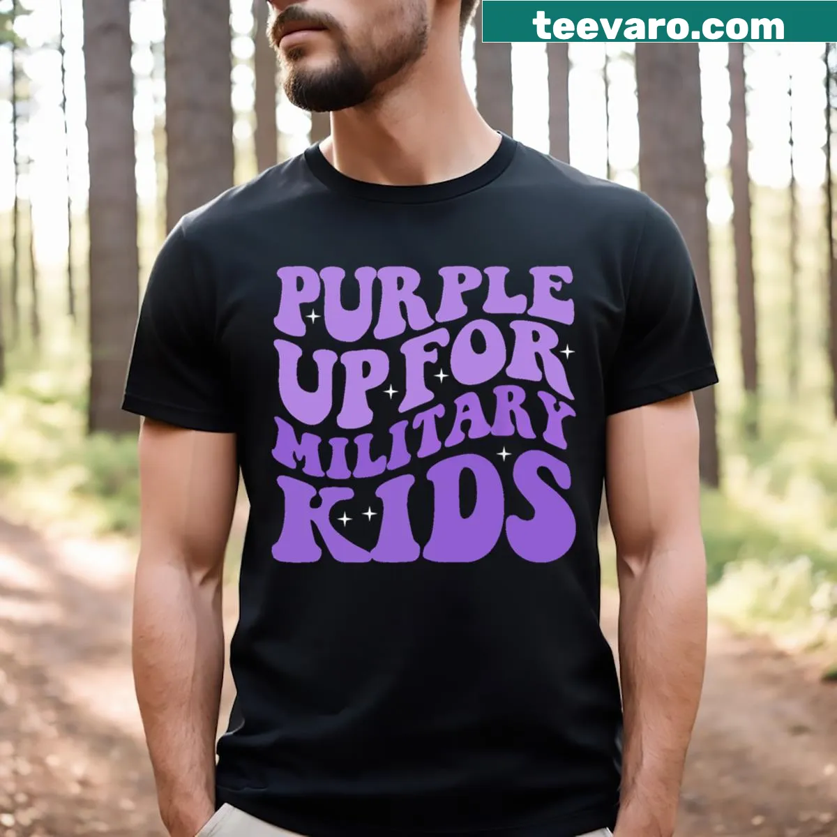 Purple Up message for military kids on a T-shirt — on a men's t-shirt