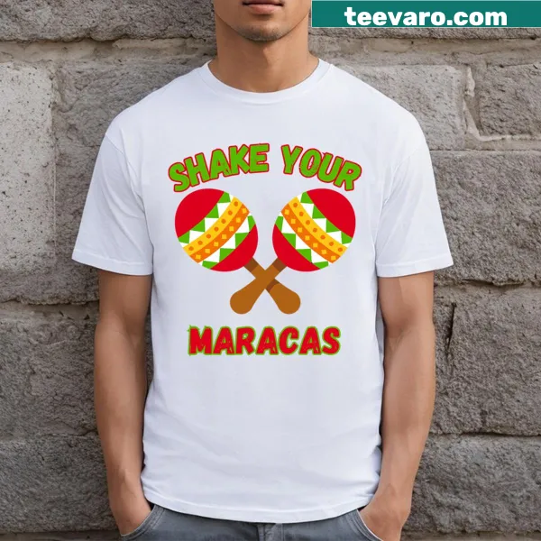 Playful Cinco de Mayo t-shirt with maracas illustration