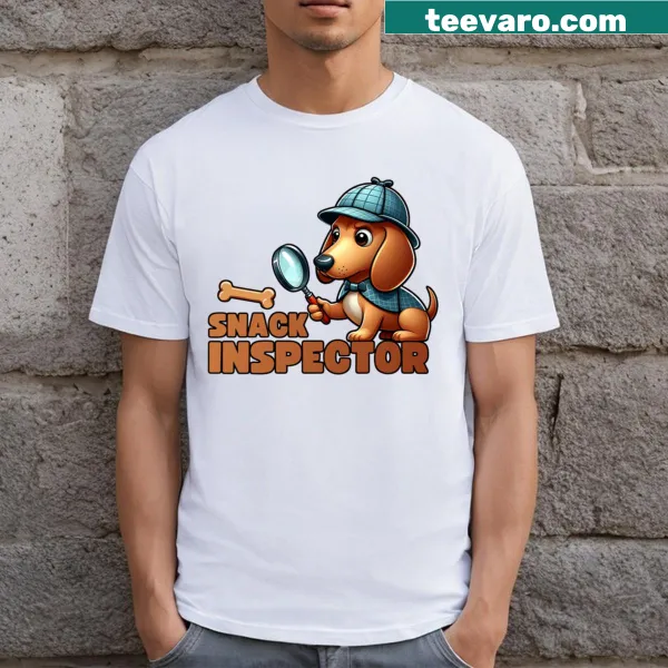 Illustration of a dachshund as a snack inspector
