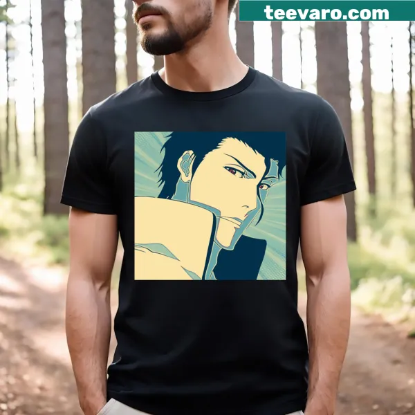 Bold Sosuke Aizen graphic t-shirt for anime fans