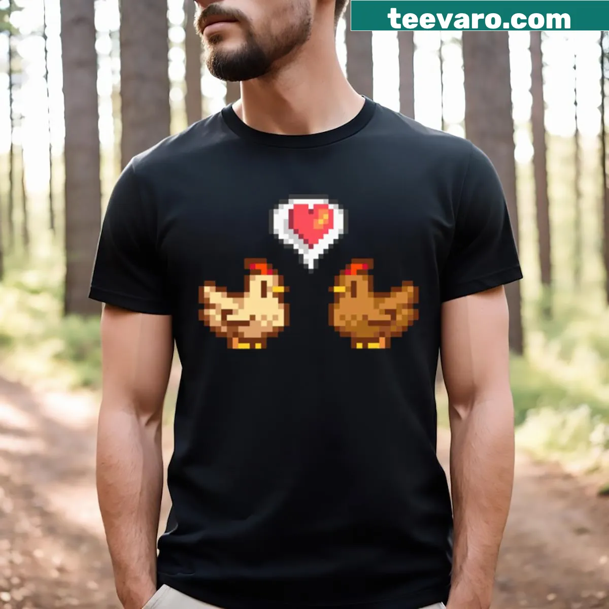 Charming Stardew Valley chicken graphic t-shirt — on a men's t-shirt