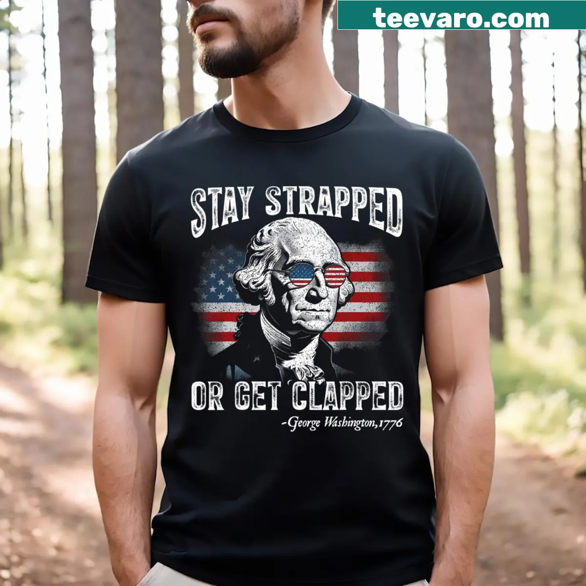 Bold humorous saying on a George Washington themed t-shirt — on a men's t-shirt