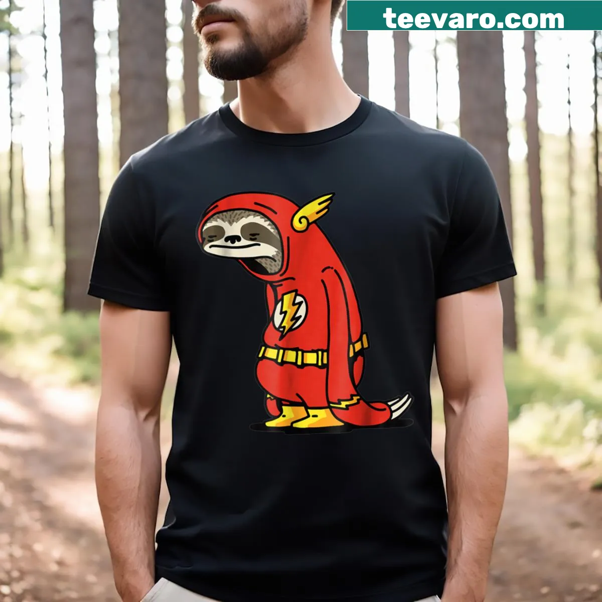 Whimsical Santa truck dinosaur t-shirt with festive illustration — on a men's t-shirt