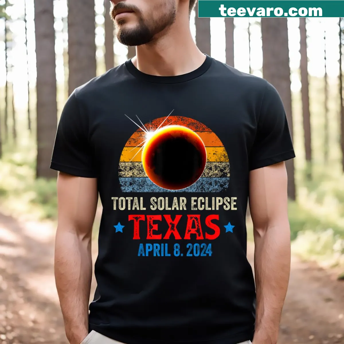 Texas solar eclipse April 8 2024 t-shirt — on a men's t-shirt