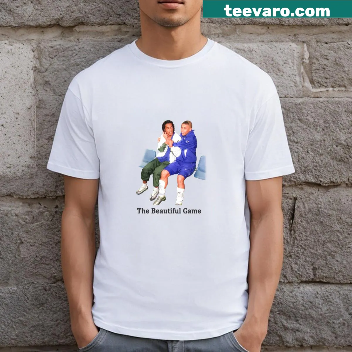 Soccer-themed T-shirt celebrating The Beautiful Game — on a men's t-shirt