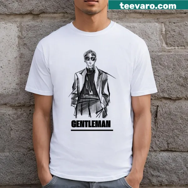 Elegant script text celebrating gentleman style on a T-shirt
