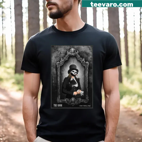 Stylized vampire portrait illustration on a T-shirt