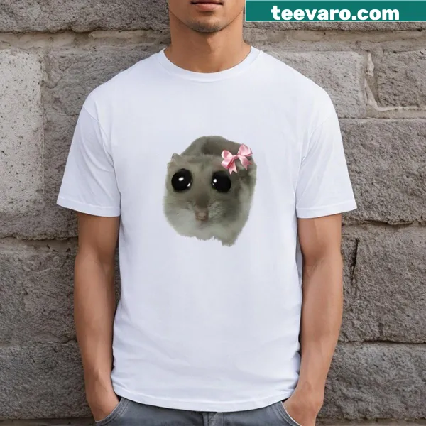 T-shirt featuring a sad hamster graphic inspired by TikTok