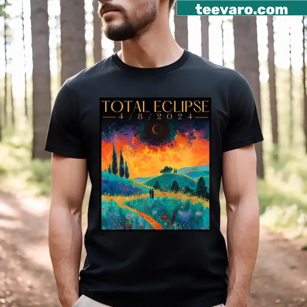 Artistic T-shirt featuring eclipse designs inspired by Van Gogh