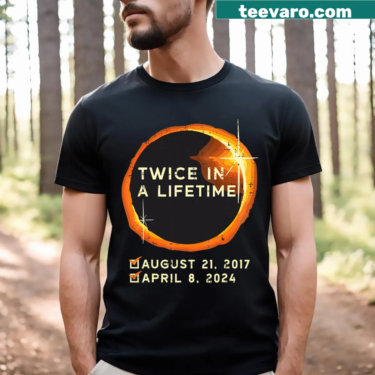 Retro T-shirt for solar eclipse 2024 featuring design for men and kids — on a men's t-shirt