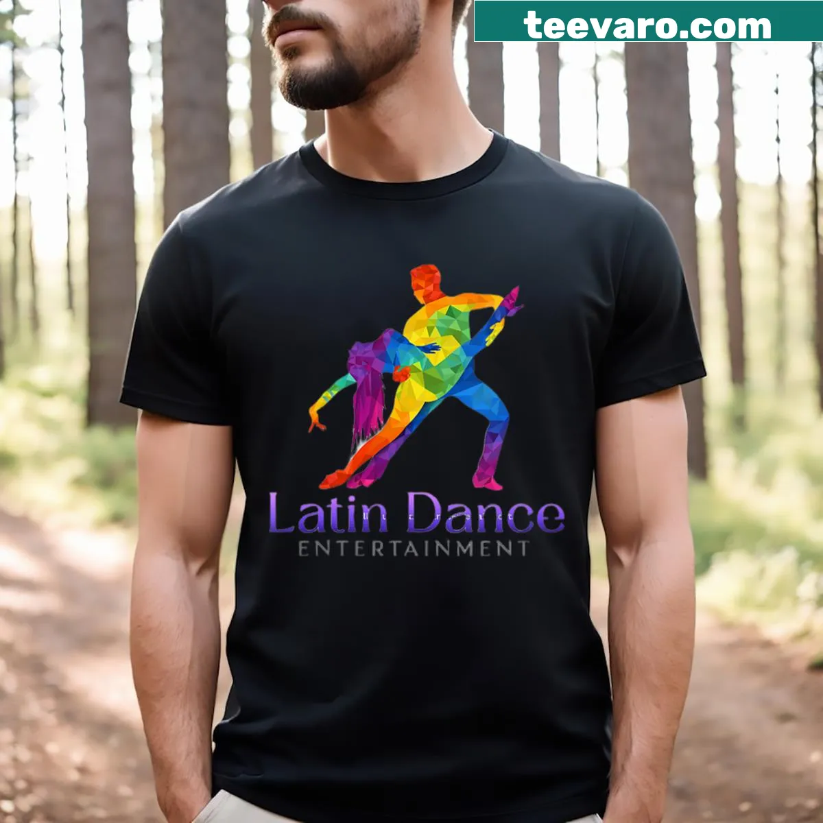 Latin dance-themed V-neck T-shirt for women. — on a men's t-shirt
