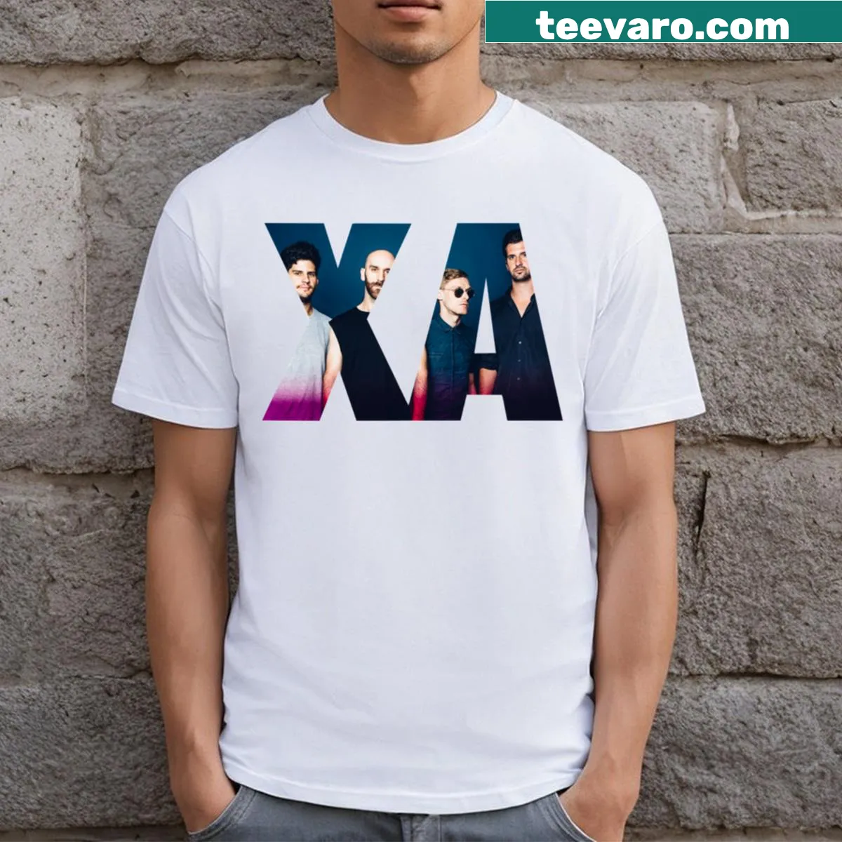 T-shirt featuring X Ambassadors band name for fans — on a men's t-shirt