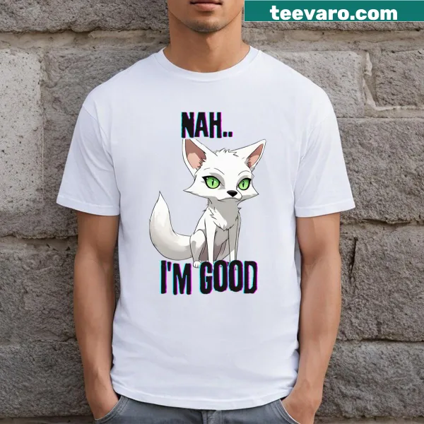 Whimsical anime-style fox on a T-shirt