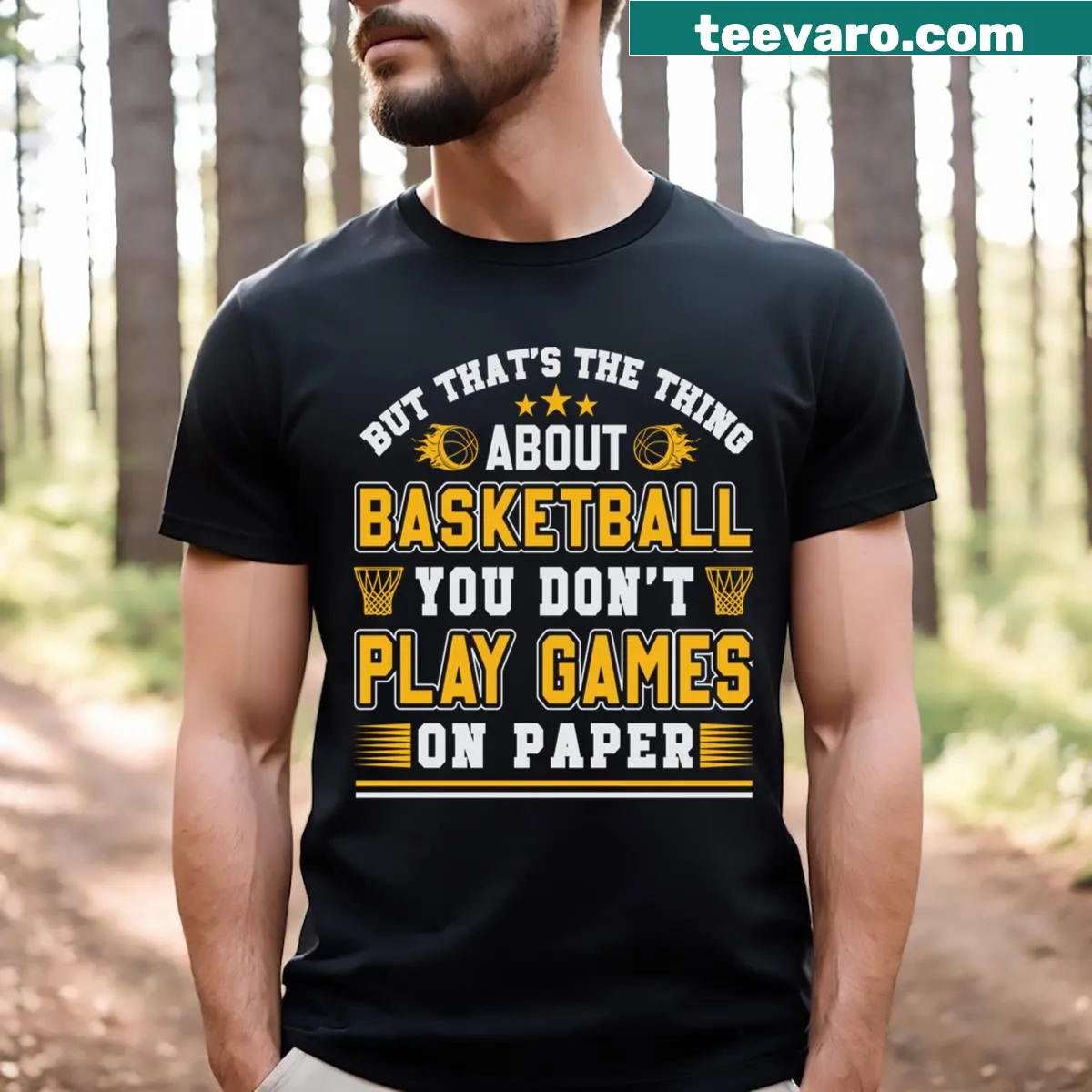 Inspirational basketball quote graphic tee for players — on a men's t-shirt