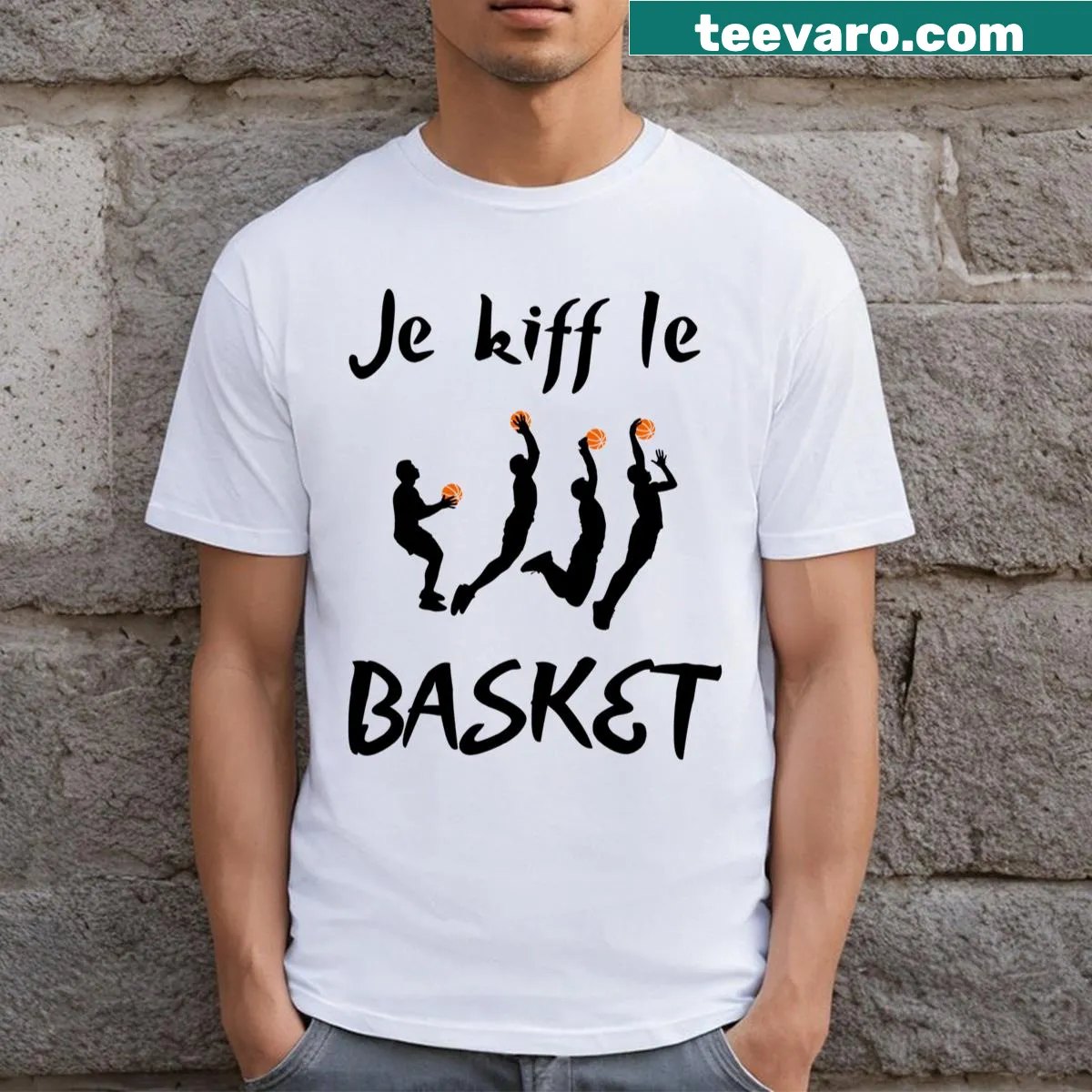 Bold 'I Love Basketball' text design on a casual t-shirt — on a men's t-shirt