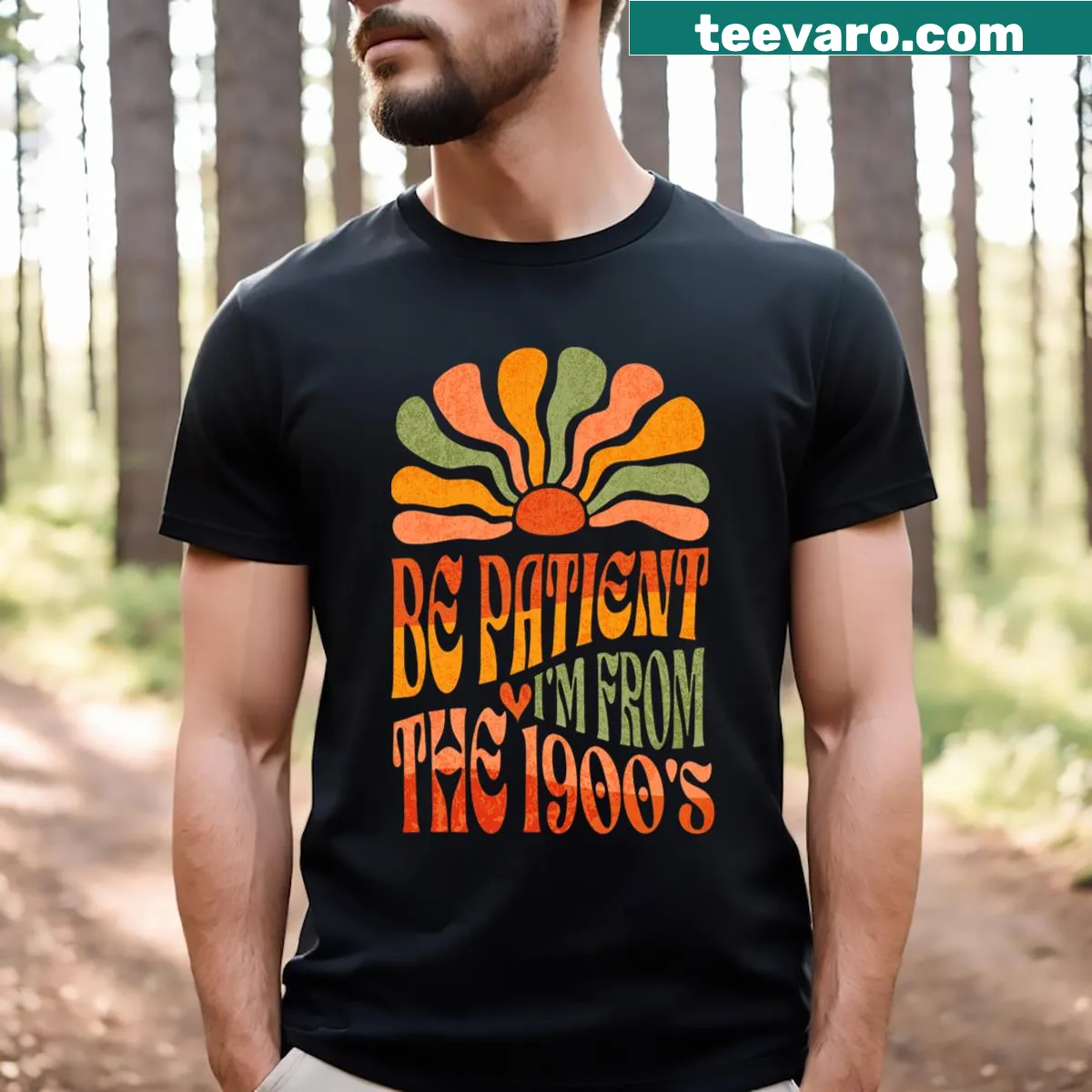 Retro T-shirt with the text 'Be Patient I'm From The 1900s' — on a men's t-shirt