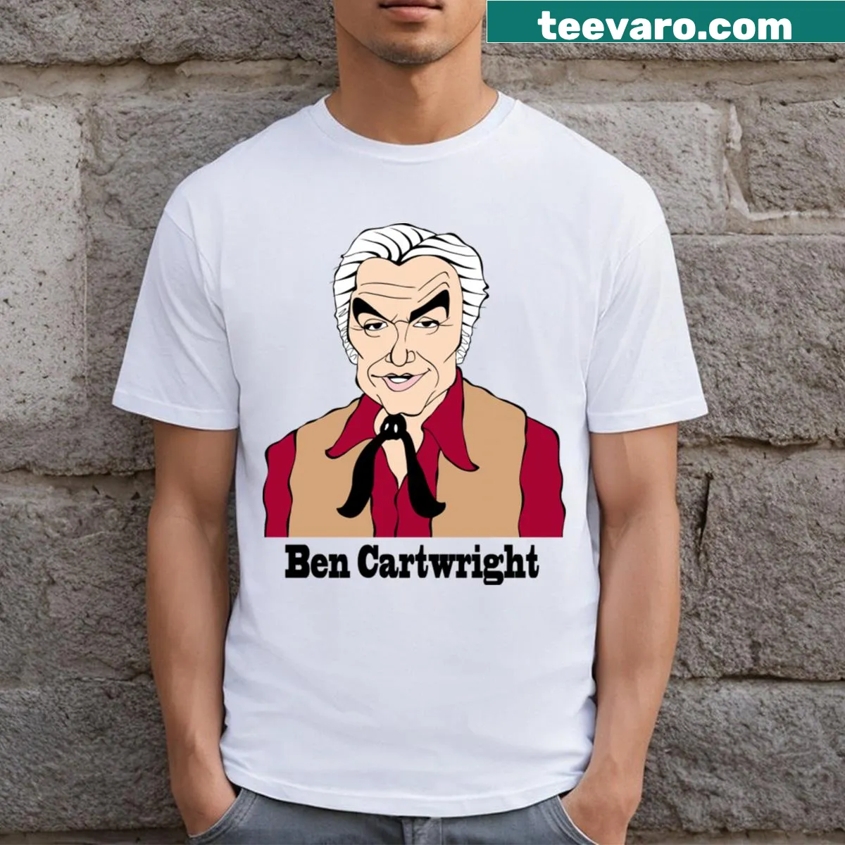 Bonanza Fan Art T-shirt with illustrated characters — on a men's t-shirt
