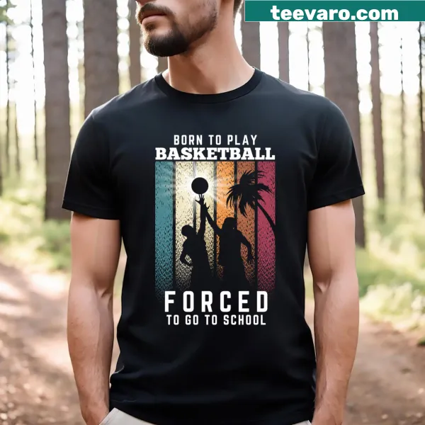 Graffiti-style basketball design with witty text about school