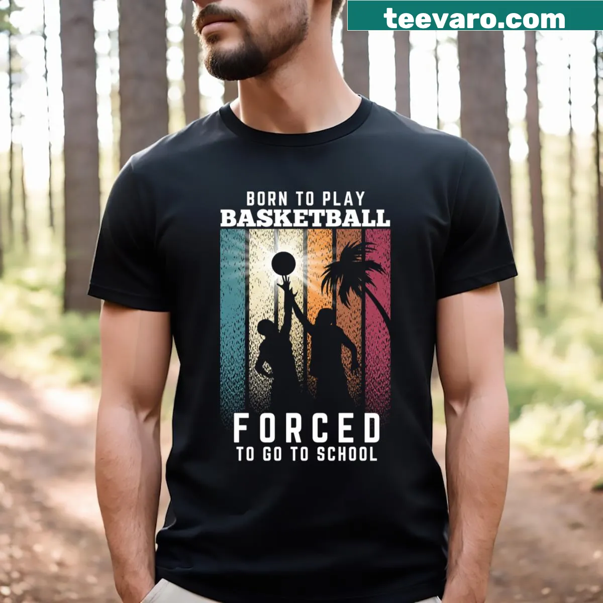 Graffiti-style basketball design with witty text about school — on a men's t-shirt