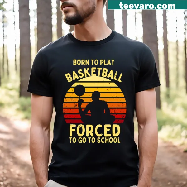 Vintage basketball shirt with humorous text about school obligations